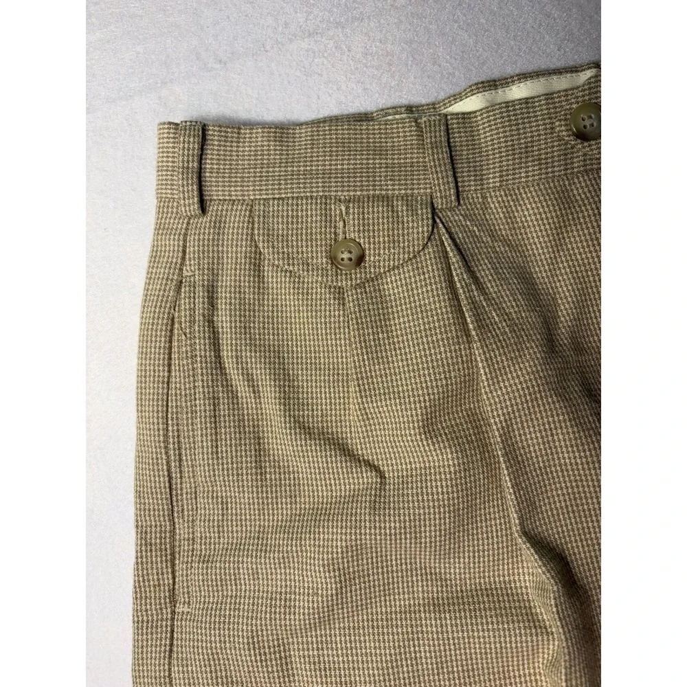 Polo Ralph Lauren Mens Houndstooth Pleated Shorts Tan Side Cinch Made in USA
